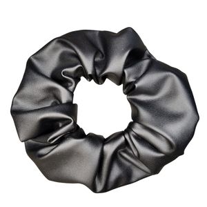 Black Pleather Hair Scrunchie [LARGE]